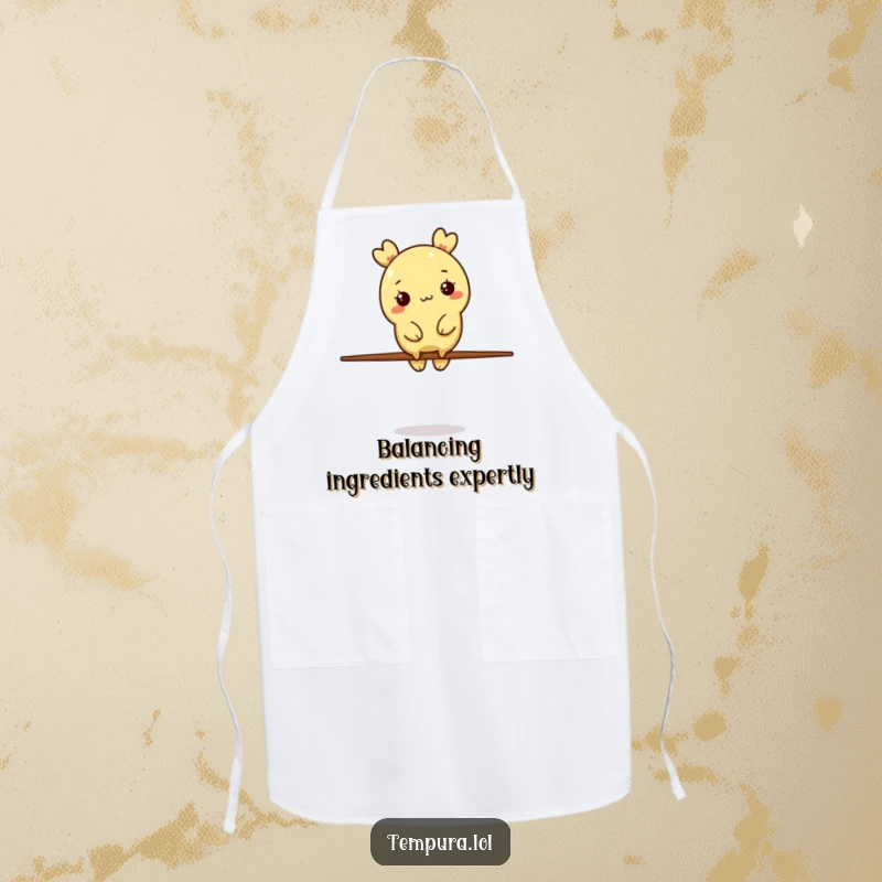 Funny Tempura Character Apron: A tempura piece balances on a chopstick, adding humorous flair to your cooking adventures.