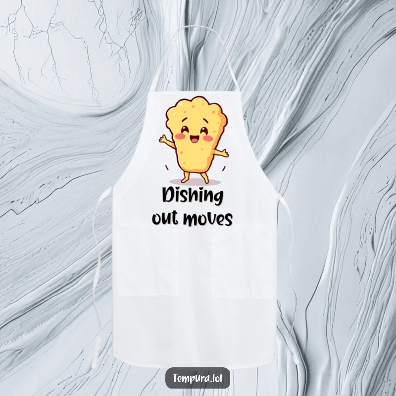 Funny Silly Dance Batter Apron: A tempura batter character dances a silly dance, adding humor and protection to your cooking attire.