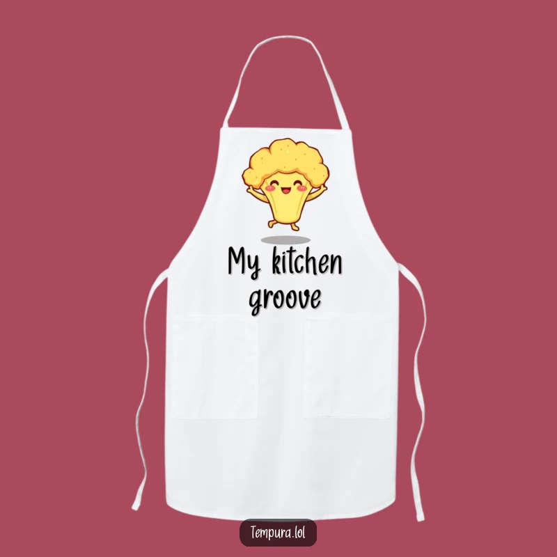 Funny Tempura Broccoli Kitchen Apron - Cook with Dancing Veggie Fun