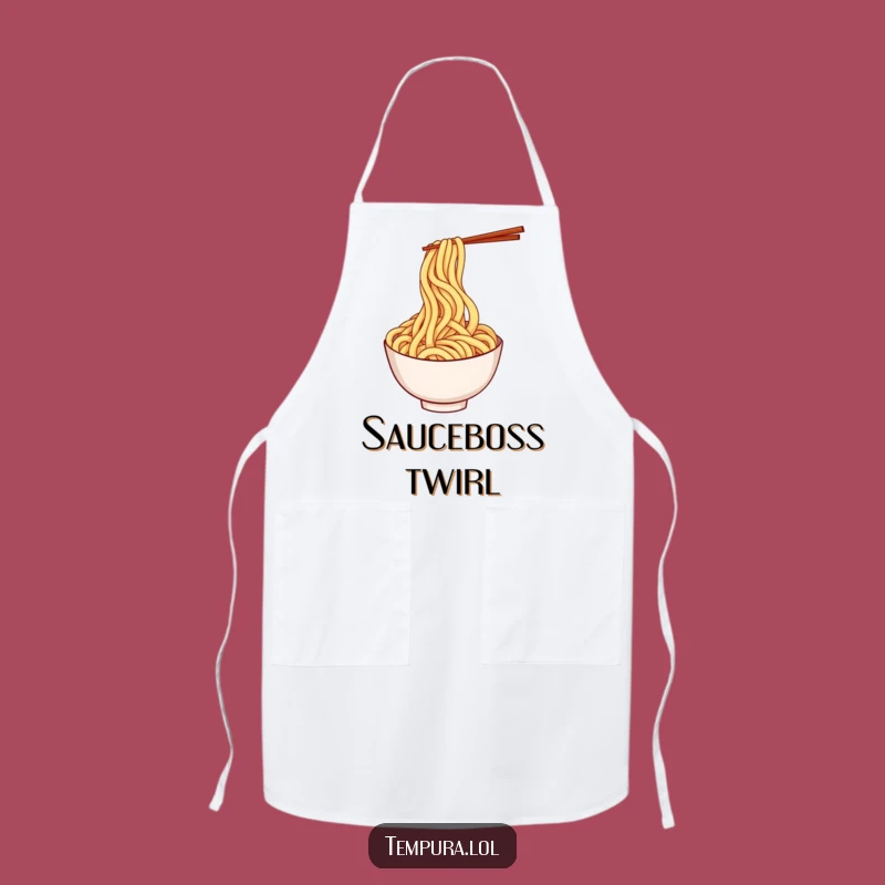 Funny Udon Noodle Twirl Apron: Playful Kitchen Wear for a Humorous Gift