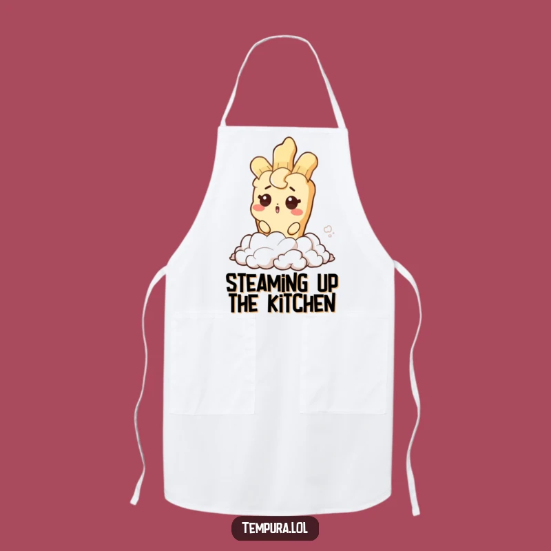 Funny Tempura Steam Wink Apron: Surprised Chef's Wear for Playful Cooking