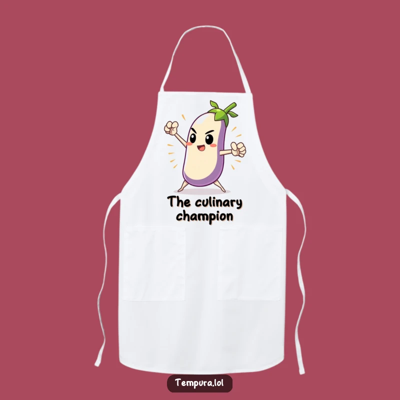 Funny Heroic Tempura Eggplant Apron: Dramatic Chef Wear Gift