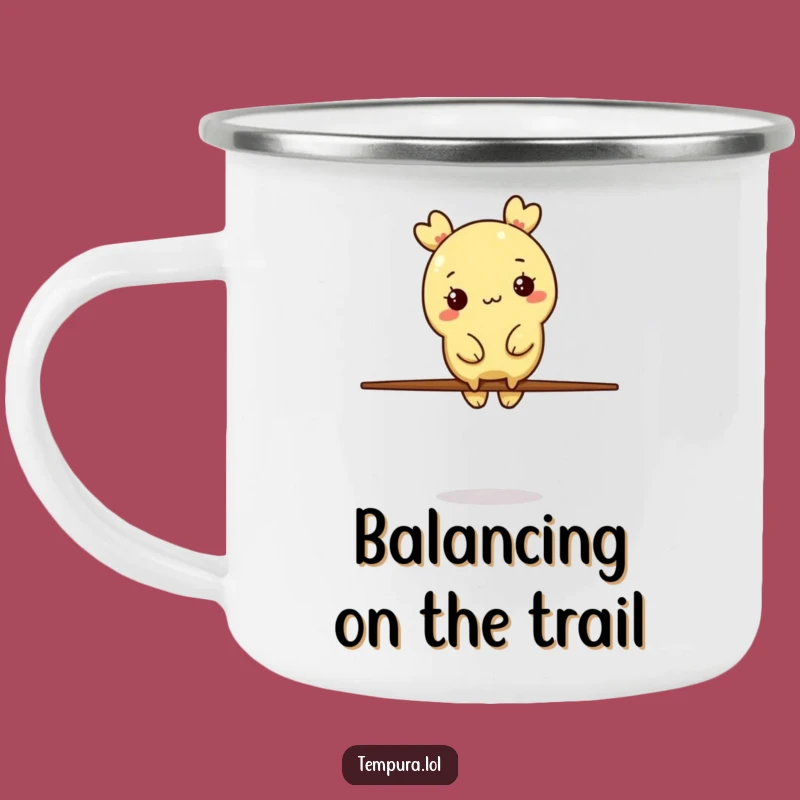 Funny Tempura Balance Camping Mug: Chopstick Stunt, Outdoor Humor, Gift