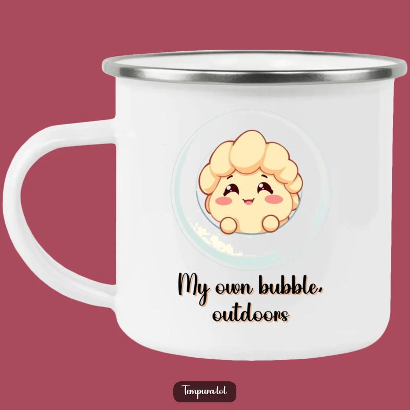 Funny Tempura Bubble Peek Camping Mug: Cheeky Character for Outdoor Laughs