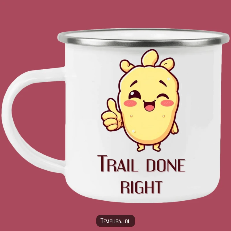 Funny Tempura Thumbs Up Camping Mug: Your Cheerful Companion Outdoors!