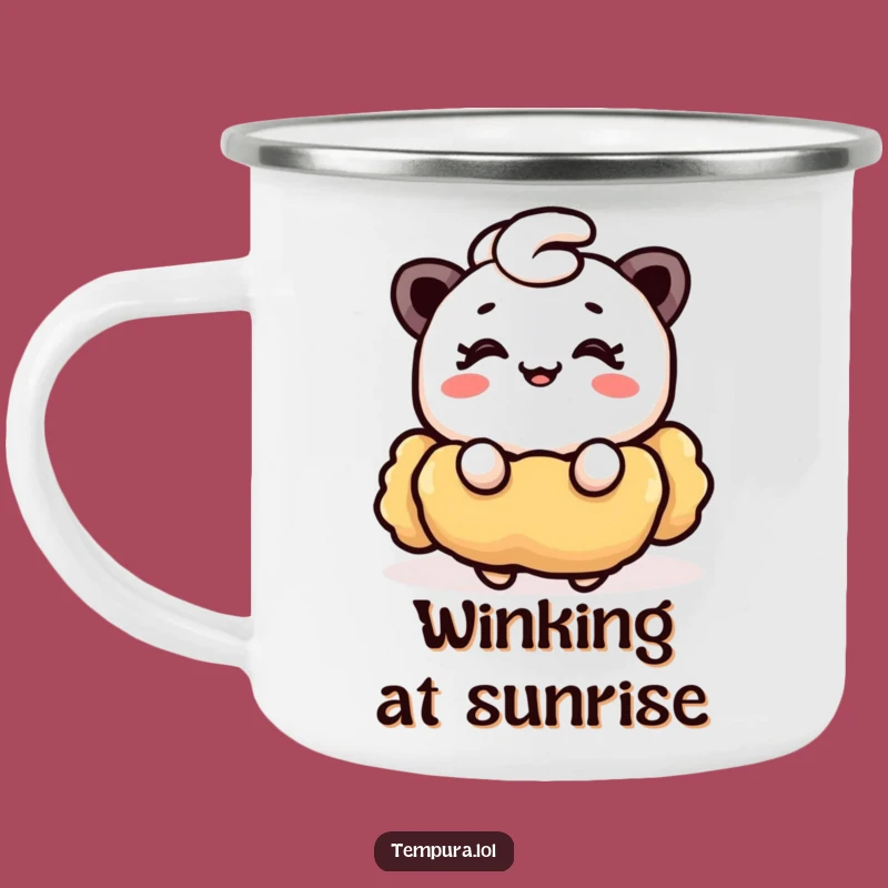 Funny Winking Tempura Camping Mug: Happy Foodie Adventures