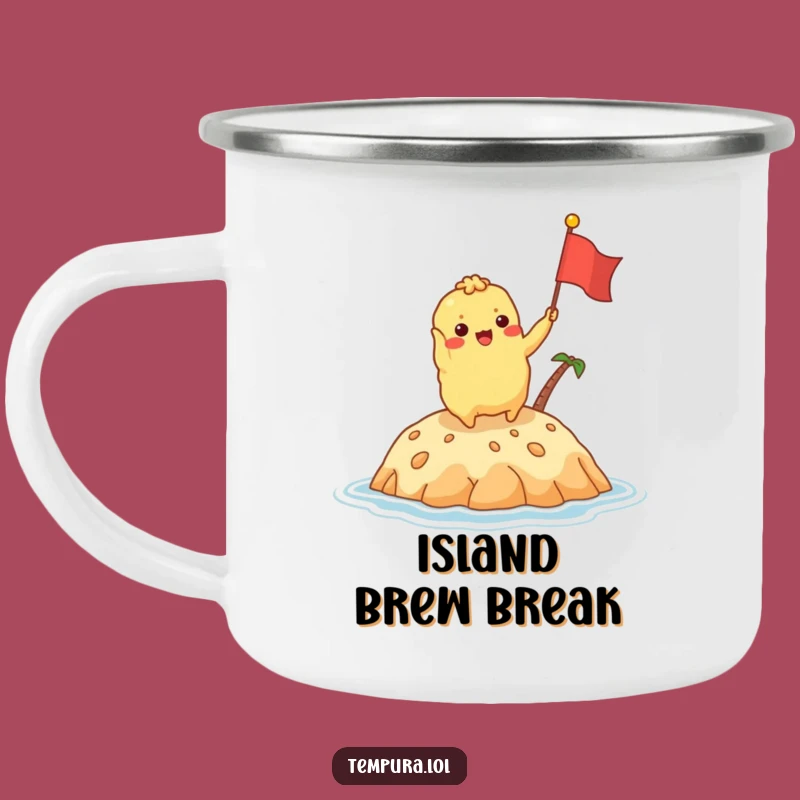 Funny Tempura Island Flag Enamel Camping Mug: Adventure-Ready Friend