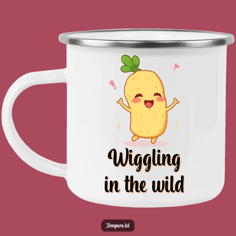 Funny Wiggling Veggie Camp Mug: Happy Tempura Fun, Outdoor Funny Gift