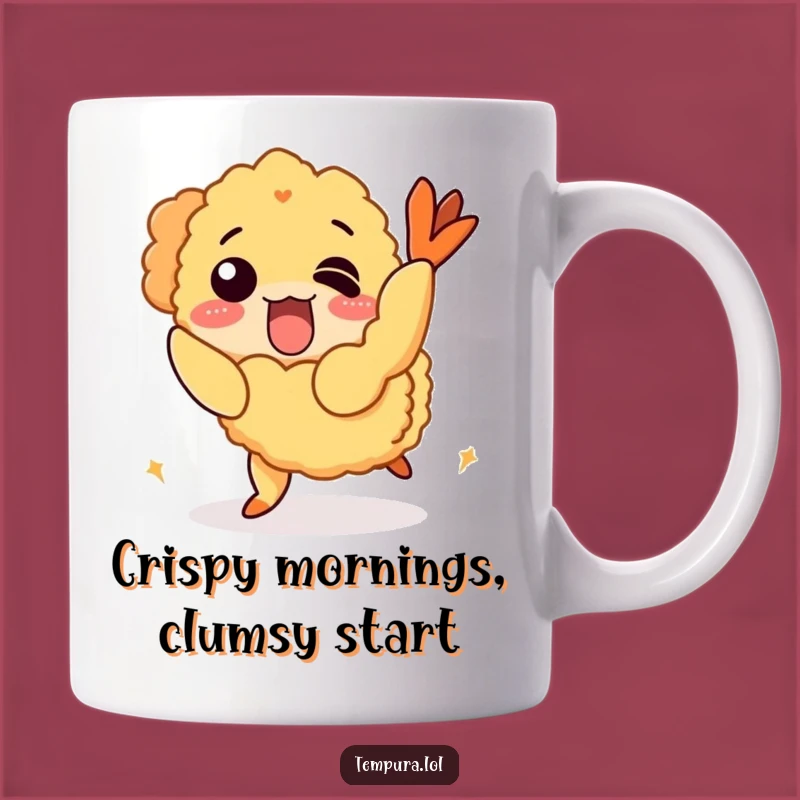 Funny Tripping Tempura Shrimp Mug: Hilarious Cartoon Gift for Foodies