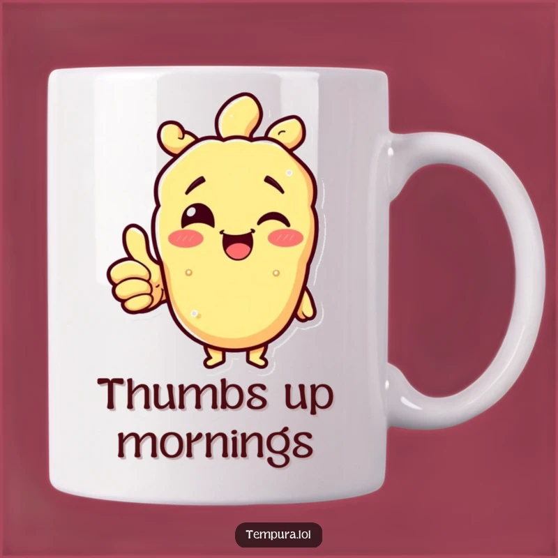 Funny Tempura Thumbs Up Mug: Your Daily Dose of Cheerful Positivity!
