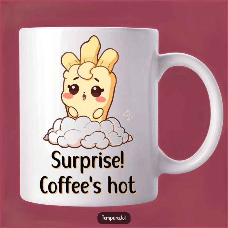 Funny Tempura Steam Wink Mug: Surprised Character Gift for Steamy Mornings