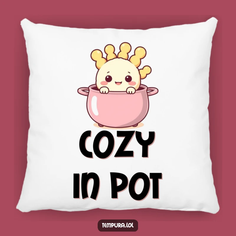 Funny Steaming Pot Tempura Pillow: Cozy & Happy Fried Character Comfort