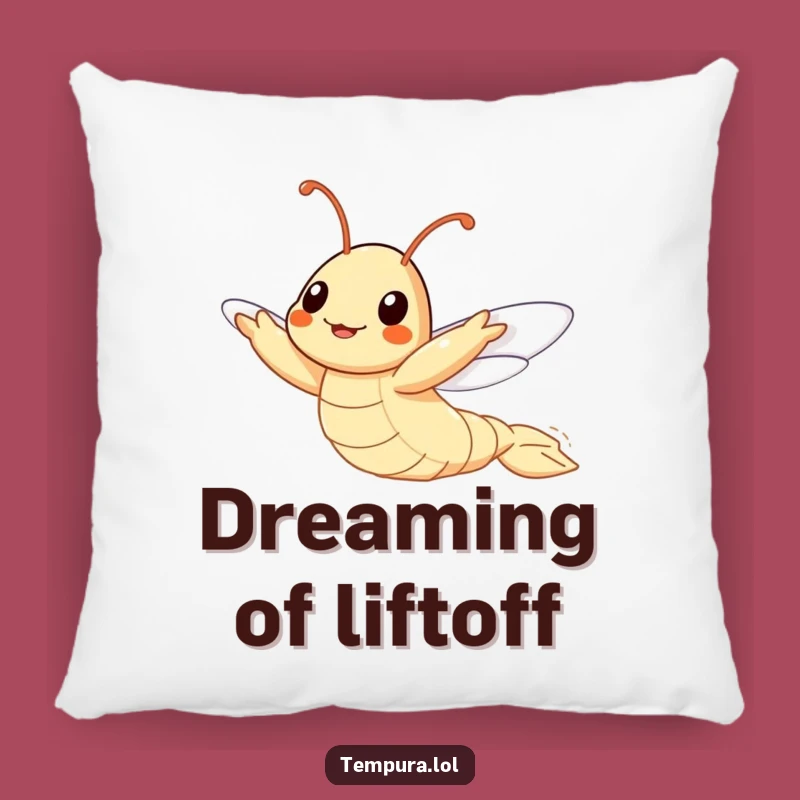 Funny Flying Tempura Shrimp Pillow: Comfy Cushion for Aspiring Dreamers
