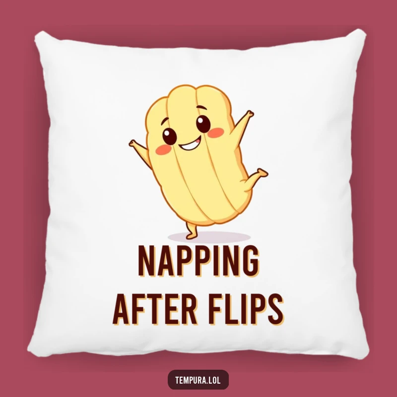 Funny Kawaii Tempura Cartwheel Pillow: Soft & Grinning Fried Character