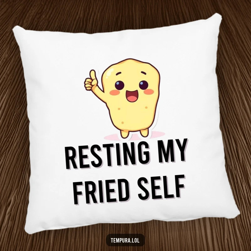 Funny Tempura Thumbs-Up Pillow featuring a tempura character giving an excited thumbs-up, providing comfort and a humorous, approving accent.