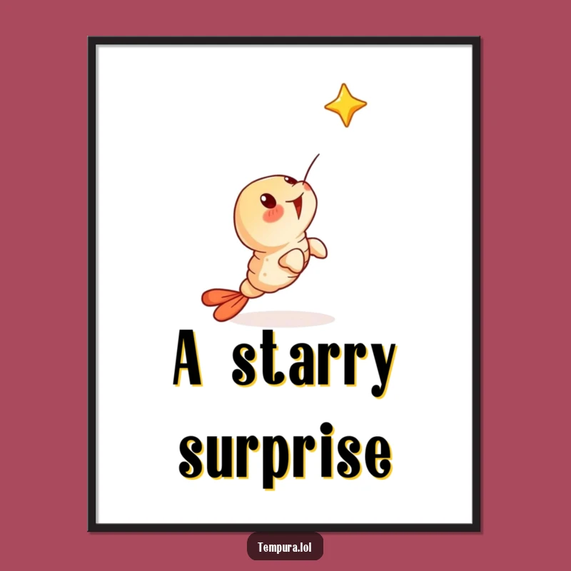 Funny Surprised Tempura Shrimp Digital Art - Instant Wonder Decor, a Perfect Funny Gift