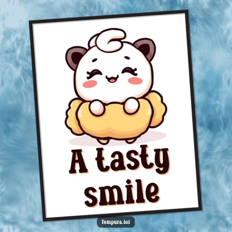 Funny Tempura Digital Art Print: A downloadable print of a funny piece of tempura winking with a happy smile.