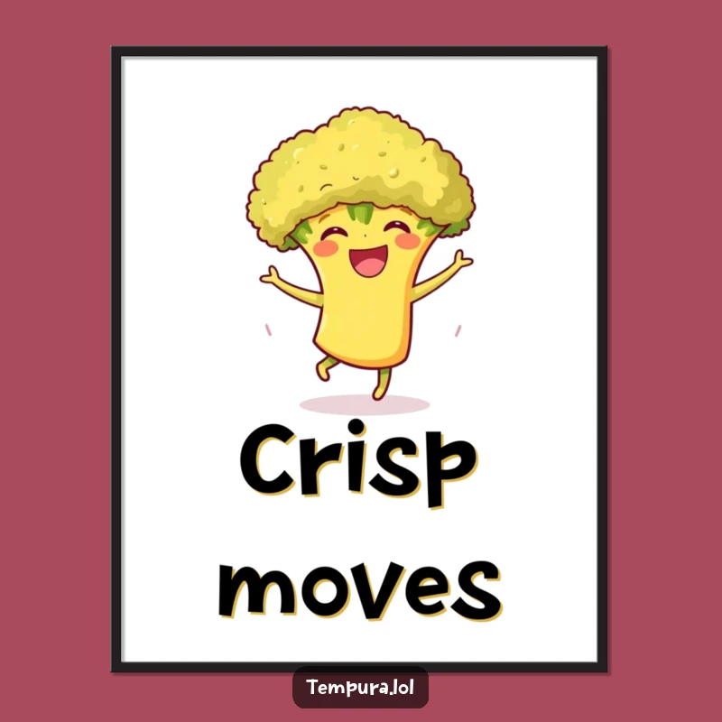 Funny Tempura Broccoli Dance Digital Art: Joyful Veggie Decor for Your Space