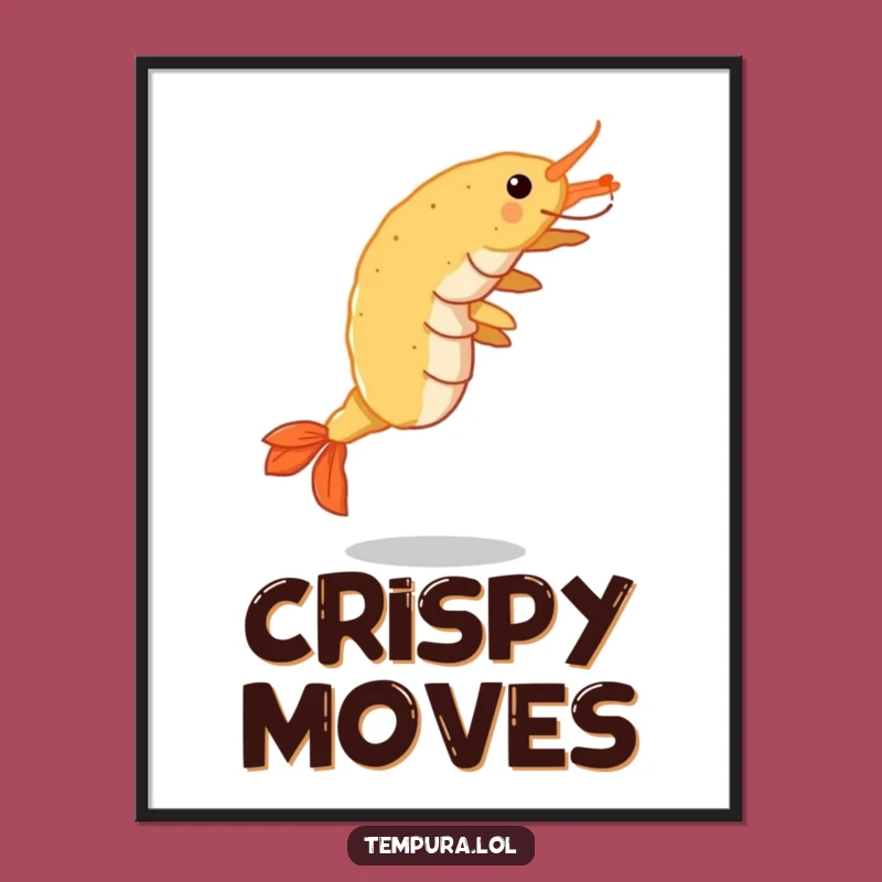Funny Tempura Shrimp Digital Art: Crispy Cartwheel Action, Instant Funny Gift Download