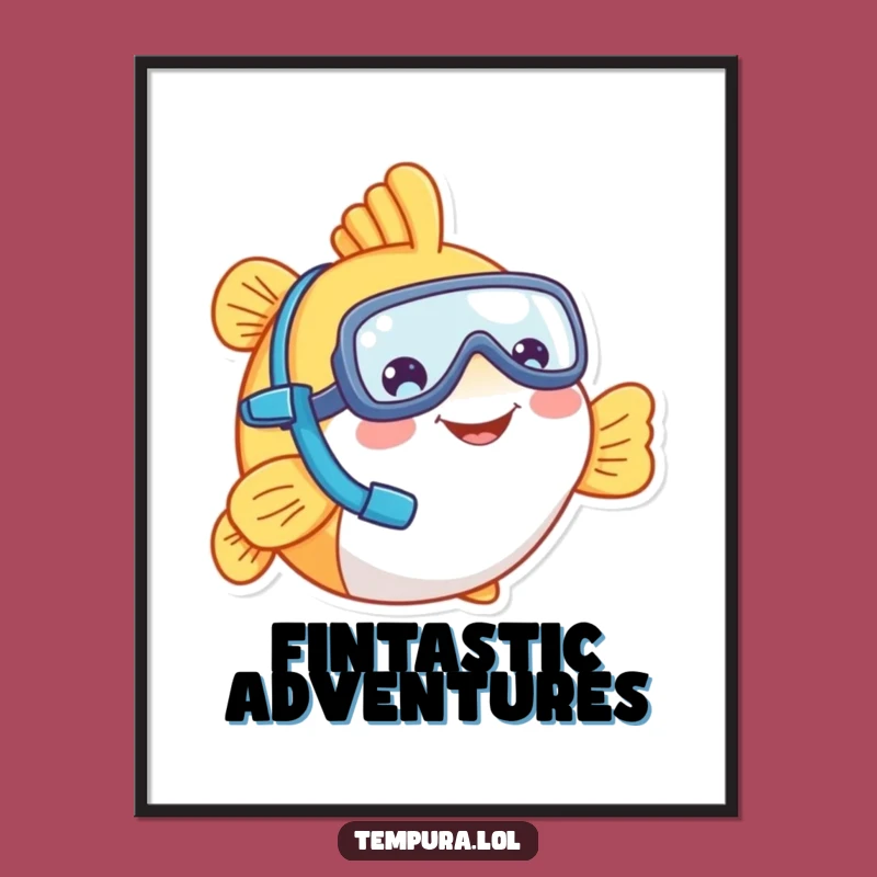 Funny Tempura Fish Snorkel Digital Print: Instant Humor for Walls