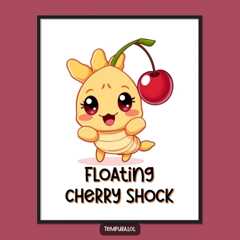 Funny Digital Art: Surprised Tempura Shrimp Print, Wide-Eyed Shock, Instant Funny Gift