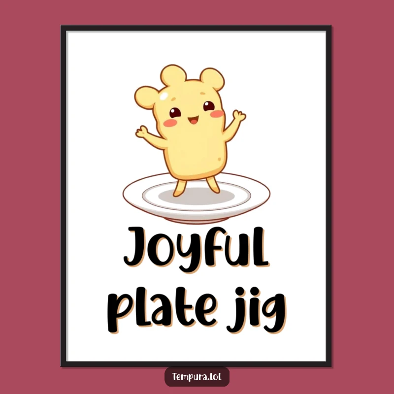 Funny Digital Art: Dancing Tempura Print, Joyful Jigging Character, Instant Funny Gift