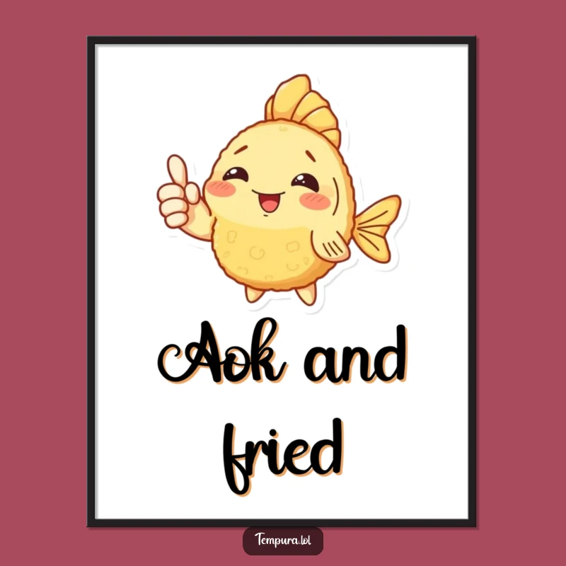 Funny Fish Tempura Digital Art: Thumbs Up Print for Hilarious Decor Gift