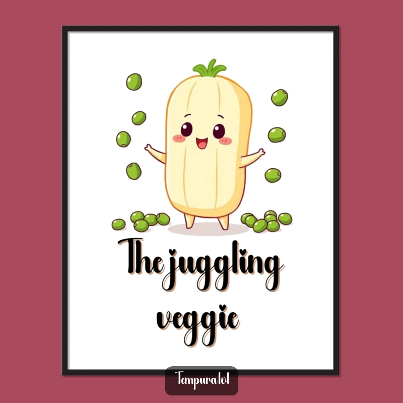Funny Juggling Veggie Digital Art: Printable Performance, Hilarious Gift