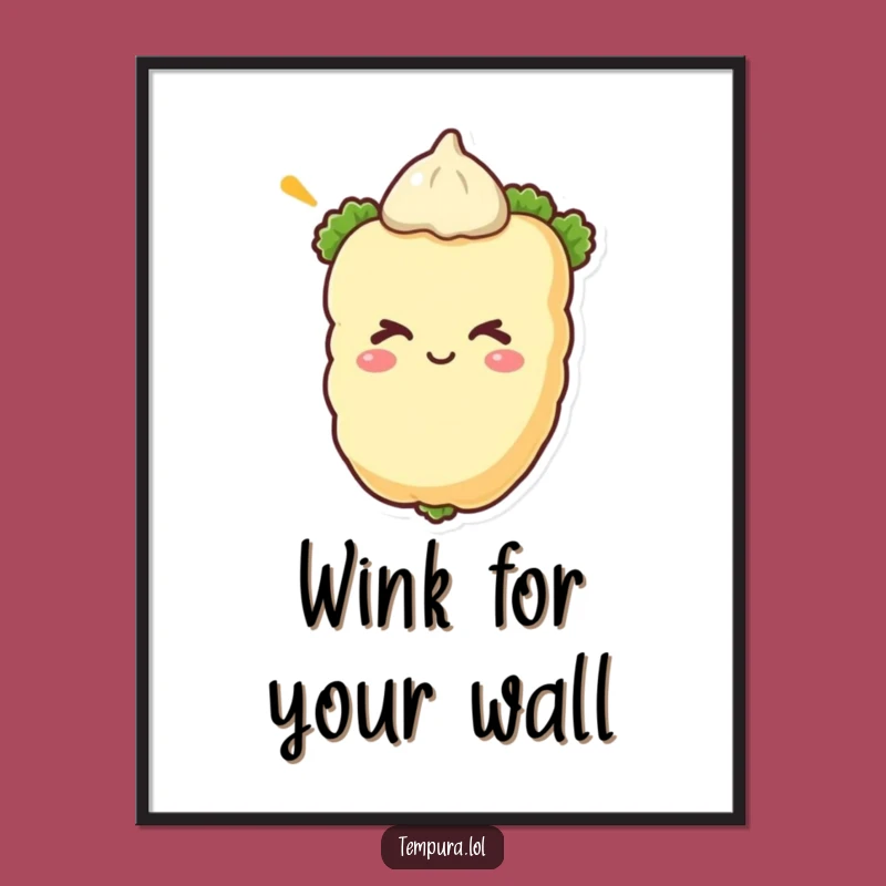Funny Winking Tempura Vegetable Digital Art - Instant Hilarious Wall Statement