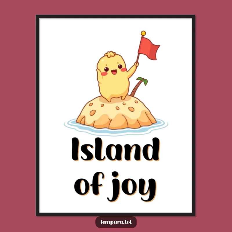 Funny Tempura Island Flag Digital Art Print: Excited Fried Character Art