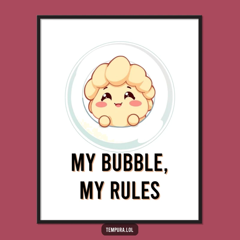Funny Tempura Bubble Peek Digital Print: Cheeky Character Art for Instant Joy
