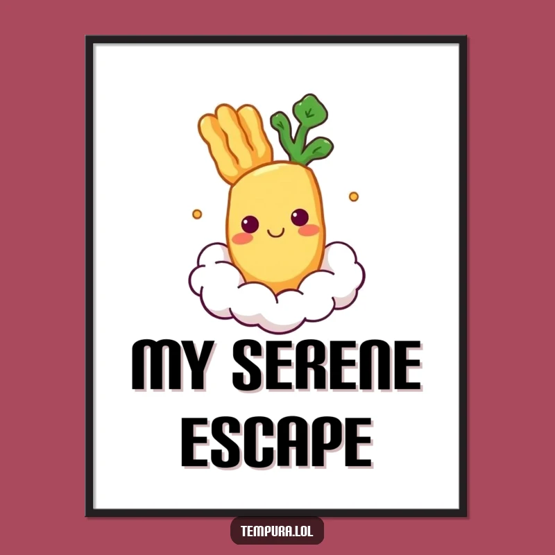 Funny Floating Tempura Veggie Digital Art: Instant Calm Decor