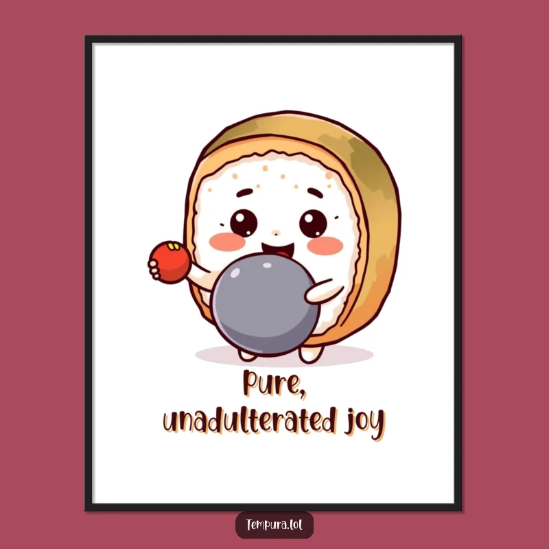 Funny Kawaii Sushi Roll Digital Art: Instant Playful Decor