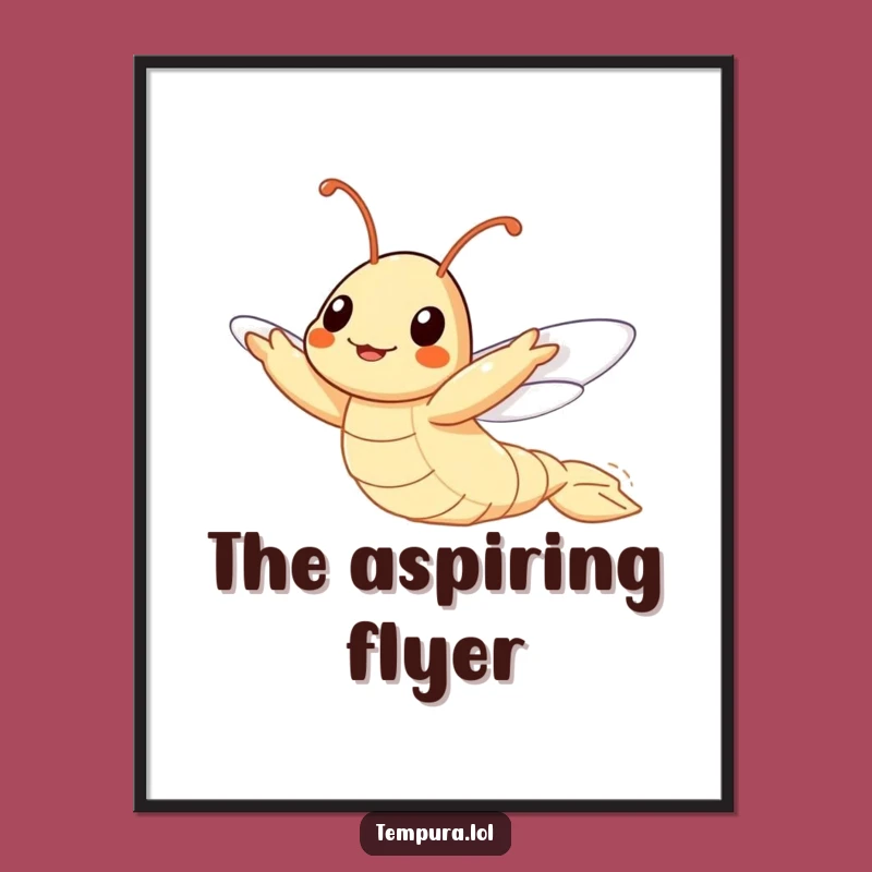 Funny Flying Tempura Shrimp Digital Art: Printable Ambition, Hilarious Gift