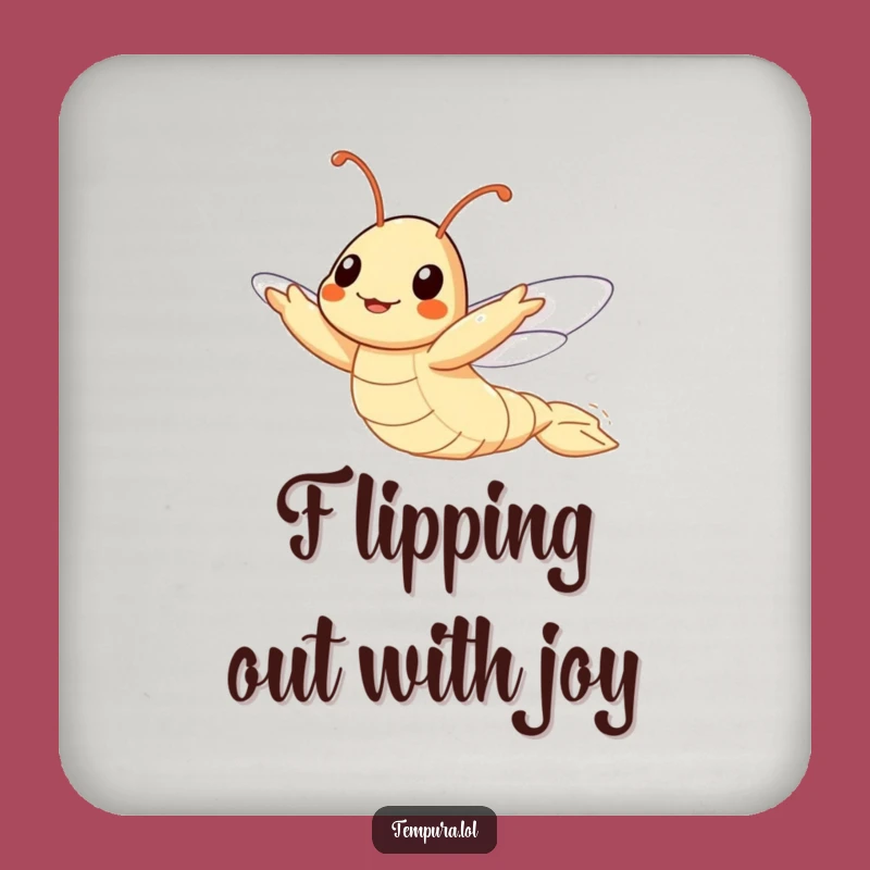 Funny Flying Tempura Shrimp Drink Coaster: Protect Surfaces with Ambitious Humor