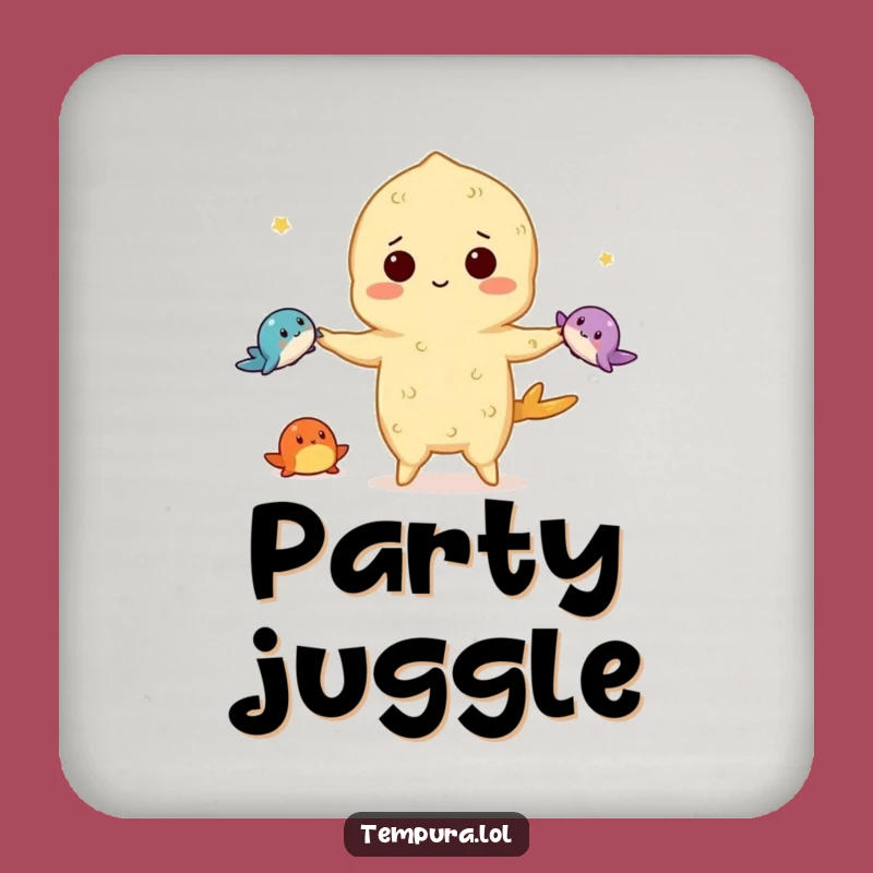 Funny Juggling Tempura Drink Coaster: Protect Surfaces with a Showtime