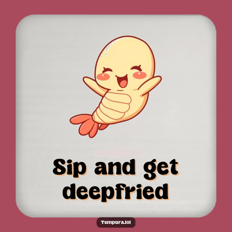 Funny Jumping Tempura Shrimp Coaster: Protect Surfaces with this Fun Cartoon Art