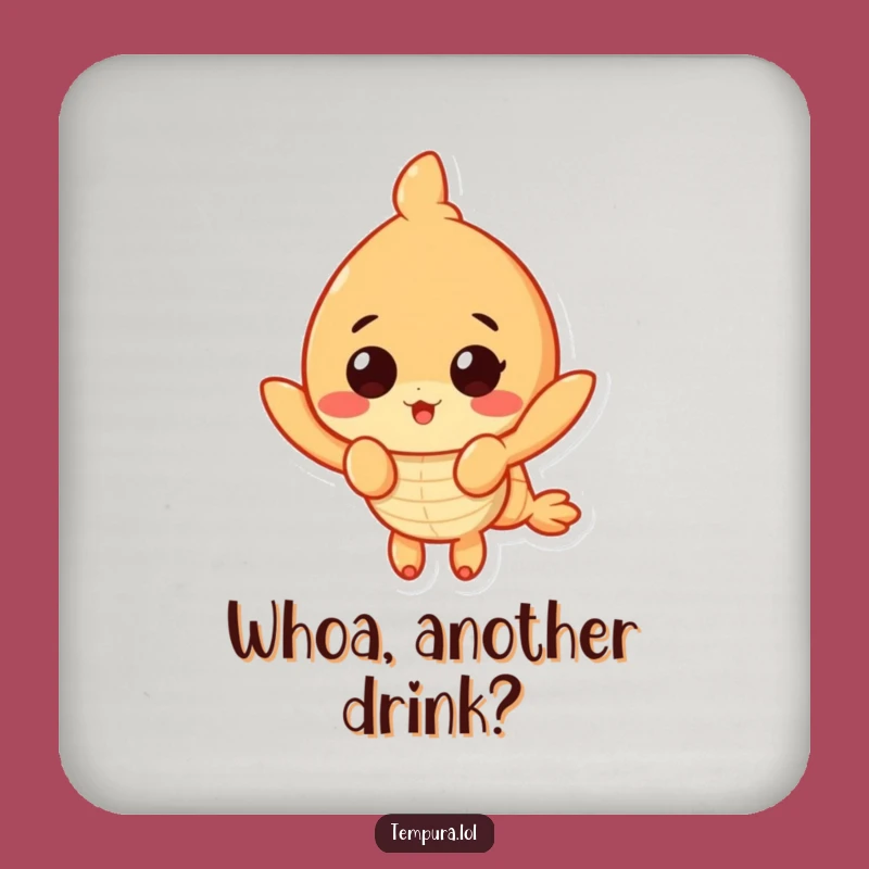 Funny Surprised Shrimp Coaster Set: Tempura Expression, Protect Surfaces Funny Gift