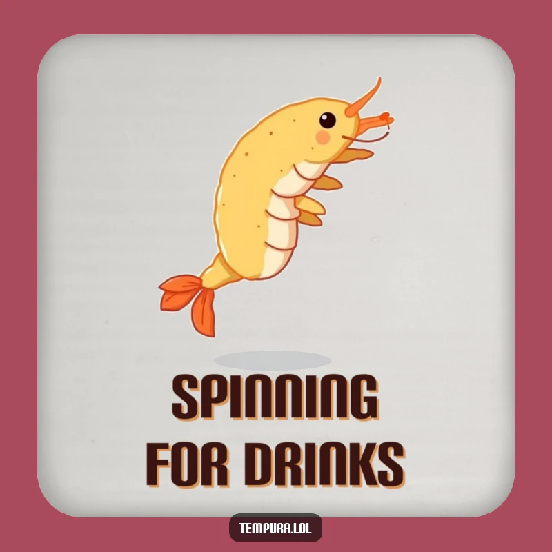 Funny Tempura Shrimp Coaster Set: Crispy Cartwheel Action, Protect Surfaces Funny Gift