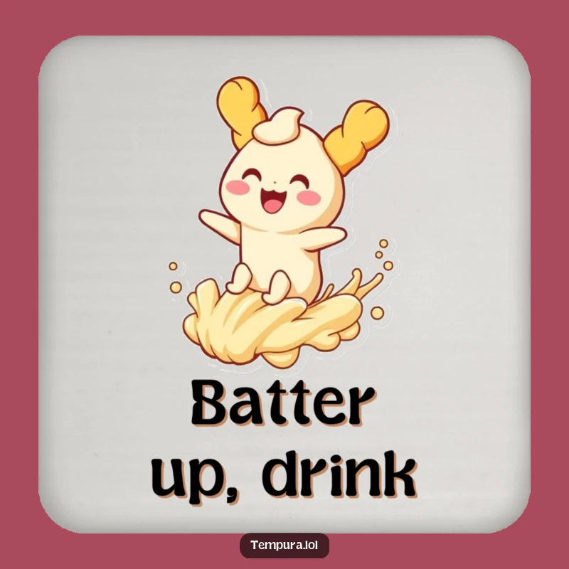 Funny Tempura Wave Rider Drink Coaster: Protect Surfaces with Fried Joy