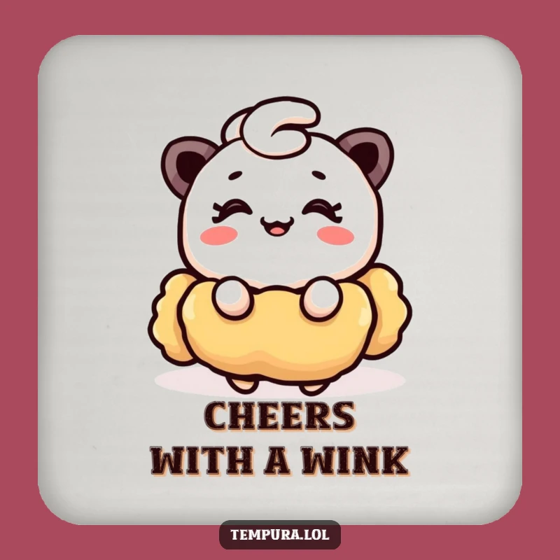Funny Wink Tempura Coaster: Protect Surfaces with Charm