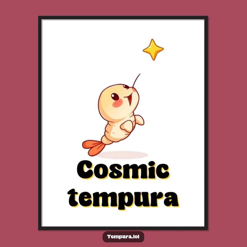 Funny Surprised Tempura Shrimp Poster - Whimsical Wall Art and an Awesome Funny Gift