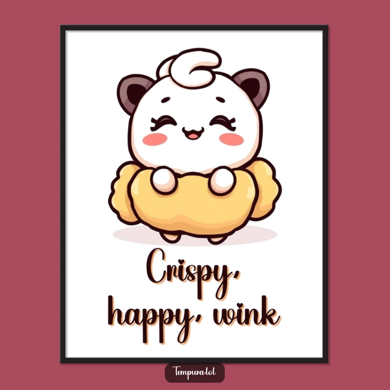 Funny Winking Tempura Poster: Cheerful Food Art & Gift