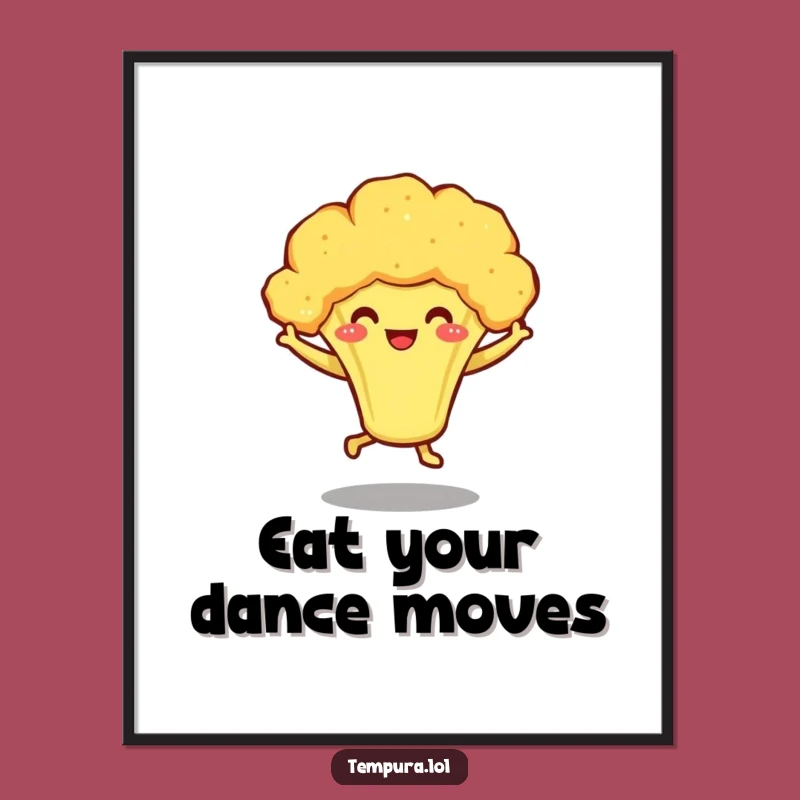 Funny Tempura Broccoli Dance Art Print - Whimsical Veggie Decor