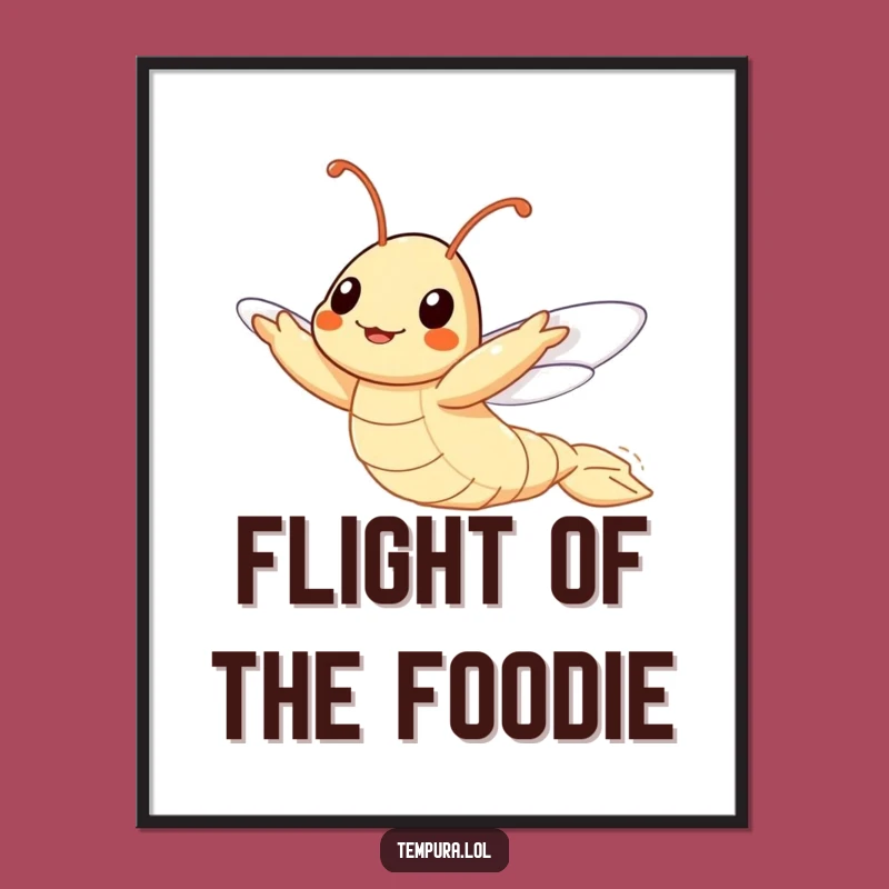 Funny Flying Tempura Shrimp Poster: Ambitious Wall Art, Perfect Humorous Gift