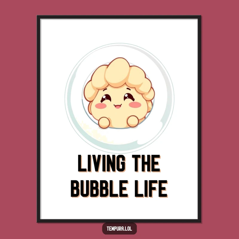 Funny Tempura Bubble Peek Poster: Cheeky Character Wall Art for Lively Spaces