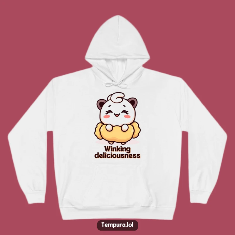 Funny Winking Tempura Hoodie: Cozy & Cheerful Fried Food