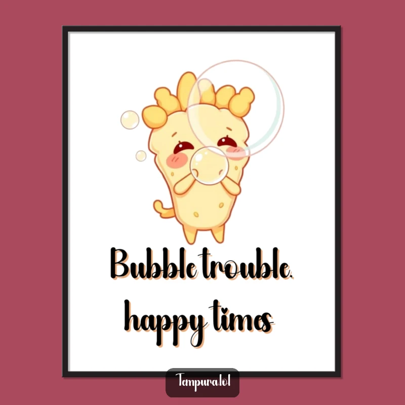 Funny Free Printable Wall Art: Tempura Blowing Bubble Decor for a Cheerful DIY Gift
