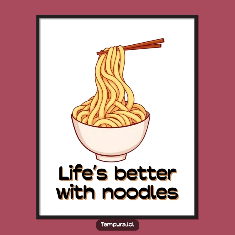 Funny Free Printable Wall Art: Twirling Udon Noodle, Whimsical Downloadable Decor!