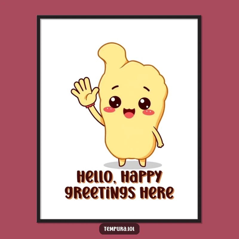 Funny Free Printable Wall Art: Waving Tempura Character for Cheerful Decor